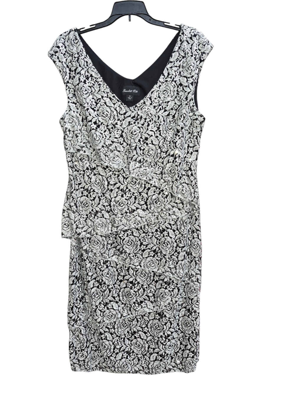Scarlett Nite Black and White Floral Lace Midi Dress